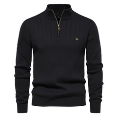 Half-zipper Pullover Sweater Men's Fashion Casual Stand Collar Long-sleeved Knitted Tops Fall Winter Clothing