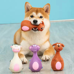 4pcs Cute Latex Dog Chew Toys With Sound, Interactive Biting Toys For Dental Health, Puppy Teething Pet Supplies