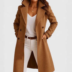 Single-breasted Mid-length Coat With Pockets Fashion Elegant Lapel Jacket Casual Long-sleeved Top Outwear Women's Clothing